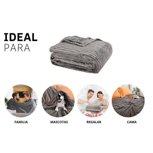 "Cobija de Rayas king size Gris claro para Múltiples Usos
