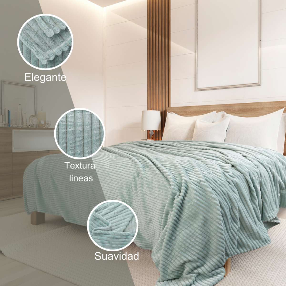 cobija azul aqua detalle