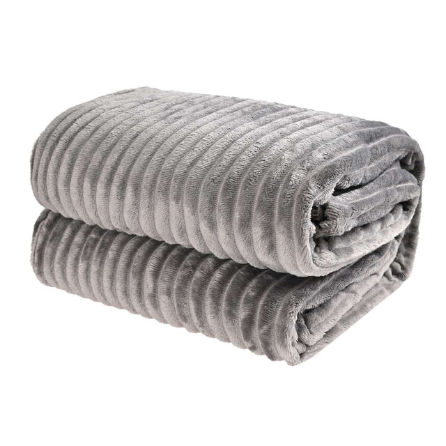 Cobija de Flanel de Rayas king size Gris Claro Vista Principal"