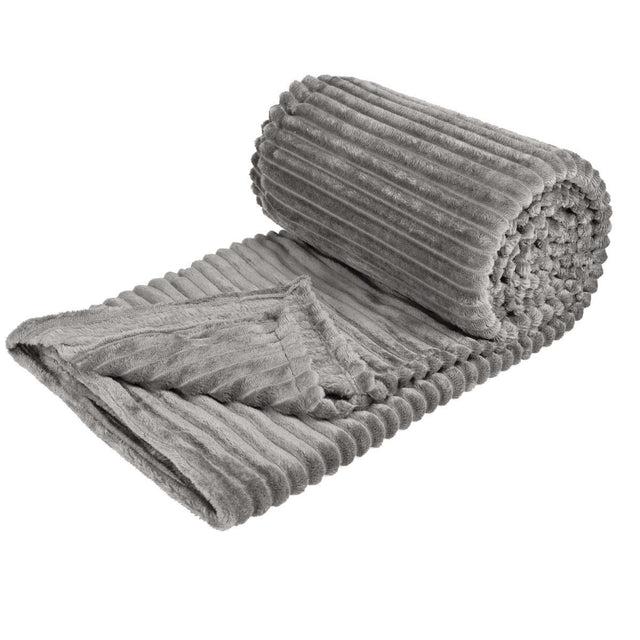 Cobija de Rayas king size Gris claro Doblada en Rollo