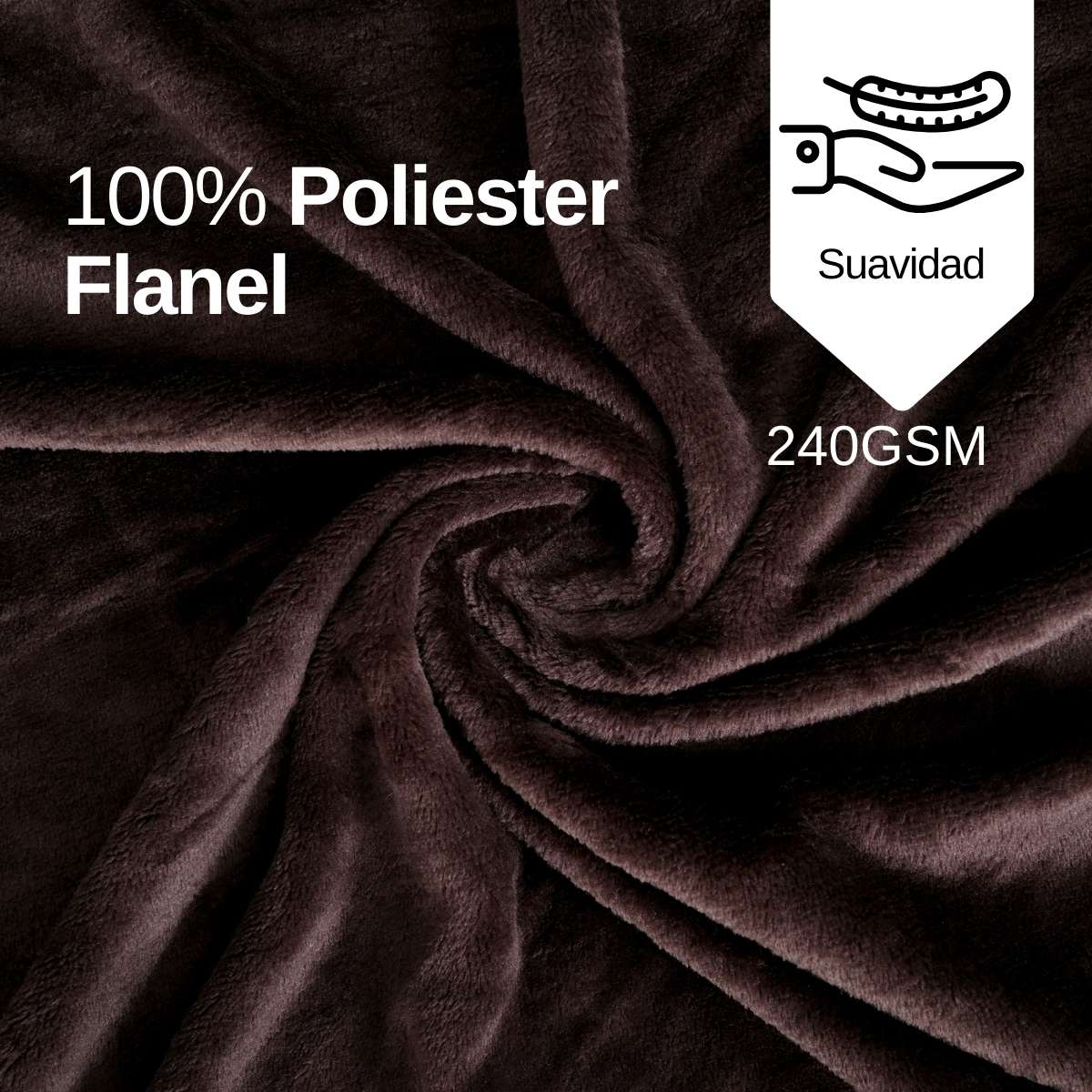 Cobija de flanel color café tamaño king size , 100% poliéster