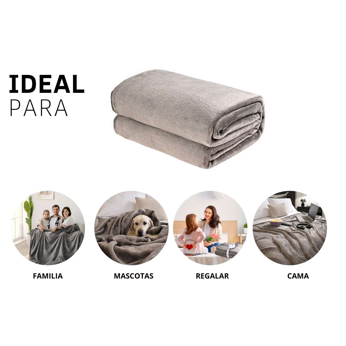 Cobija de flanel color gris claro tamaño individual, ideal para acurrucarse, abrigarse o regalar