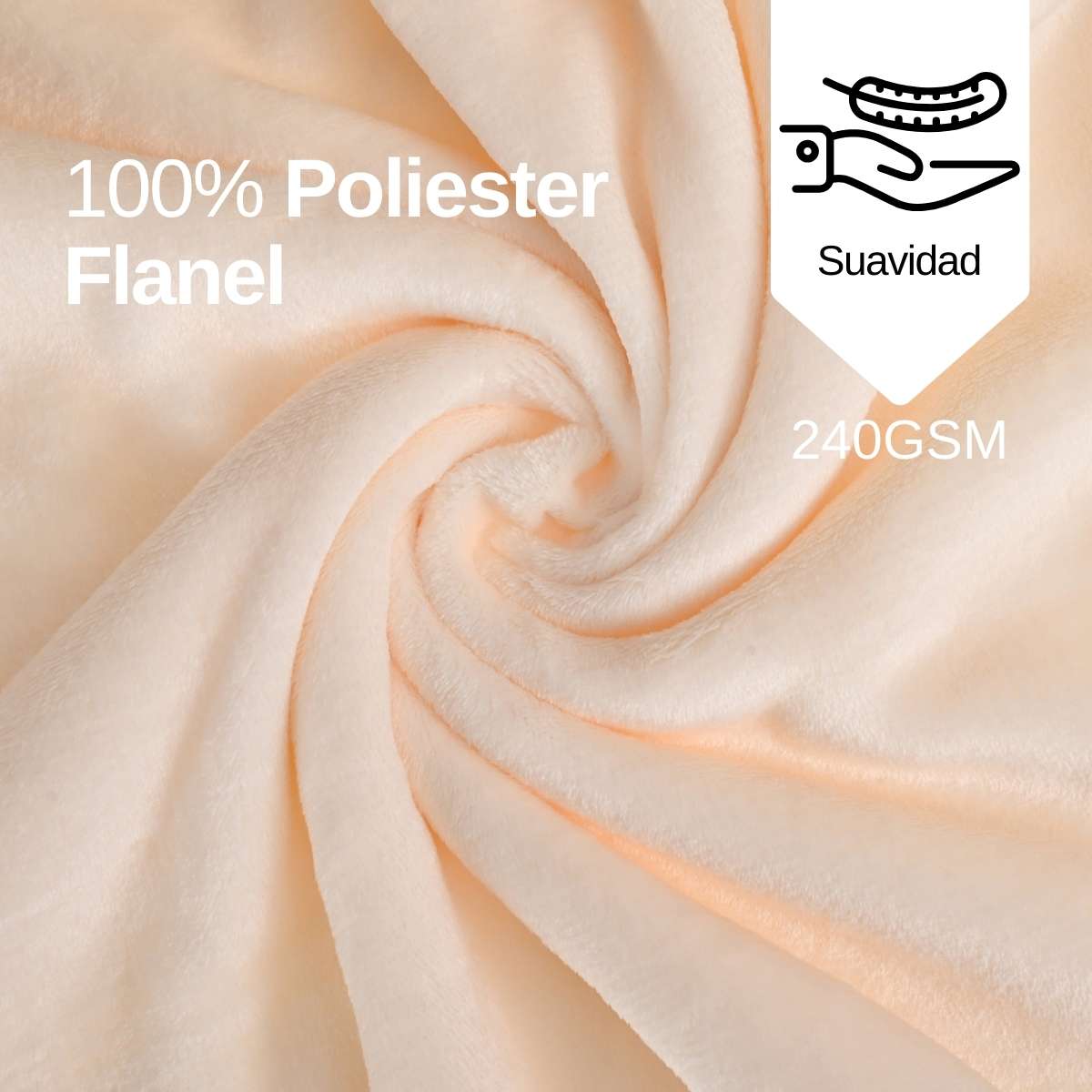 Cobija de flanel color hueso tamaño matrimonial , 100% poliéster