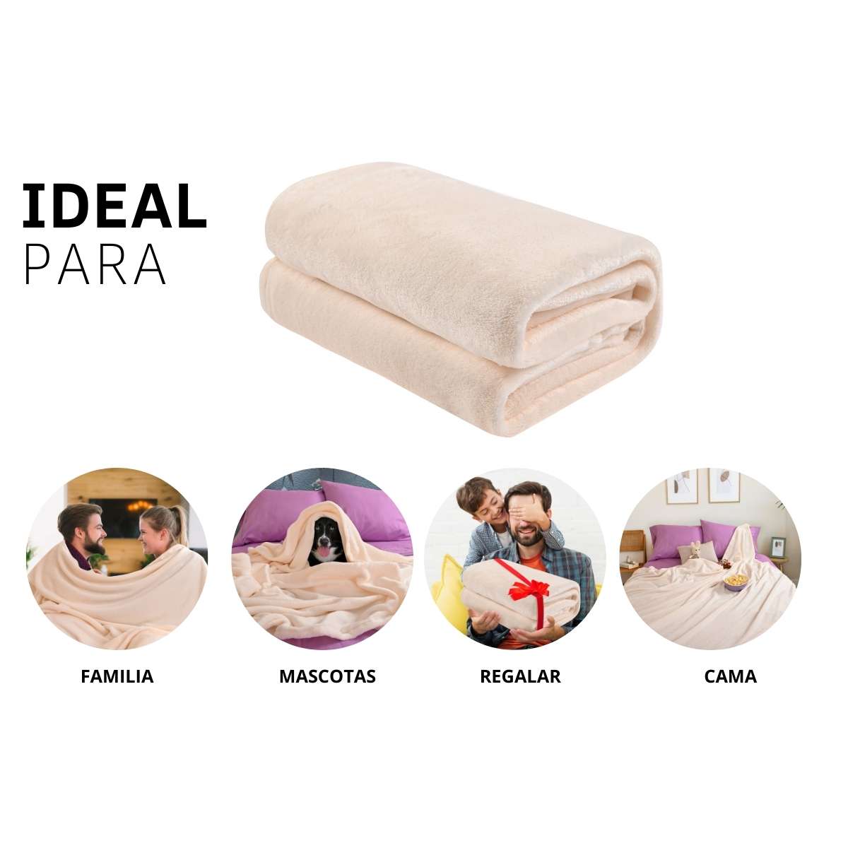 Cobija de flanel color hueso tamaño individual, ideal para acurrucarse, abrigarse o decorar