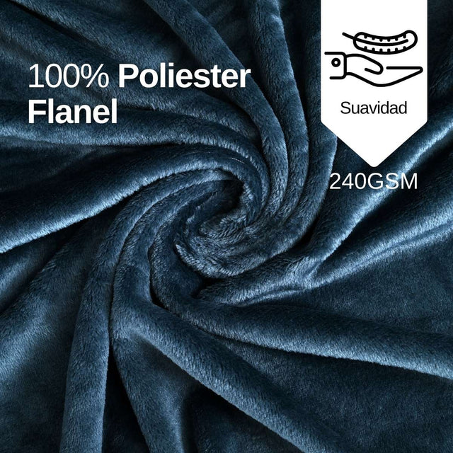 Cobija de flanel color petróleo tamaño matrimonial , 100% poliéster