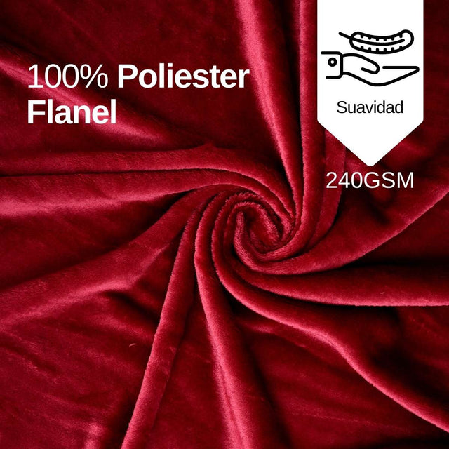 Cobija de flanel color vino tamaño matrimonial , ideal para acurrucarse, abrigarse o decorar