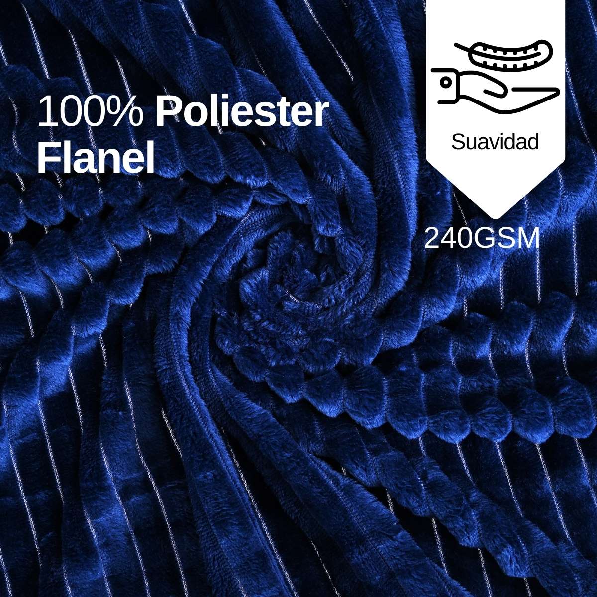 Material Suave de Cobija de Rayas Individual azul marino