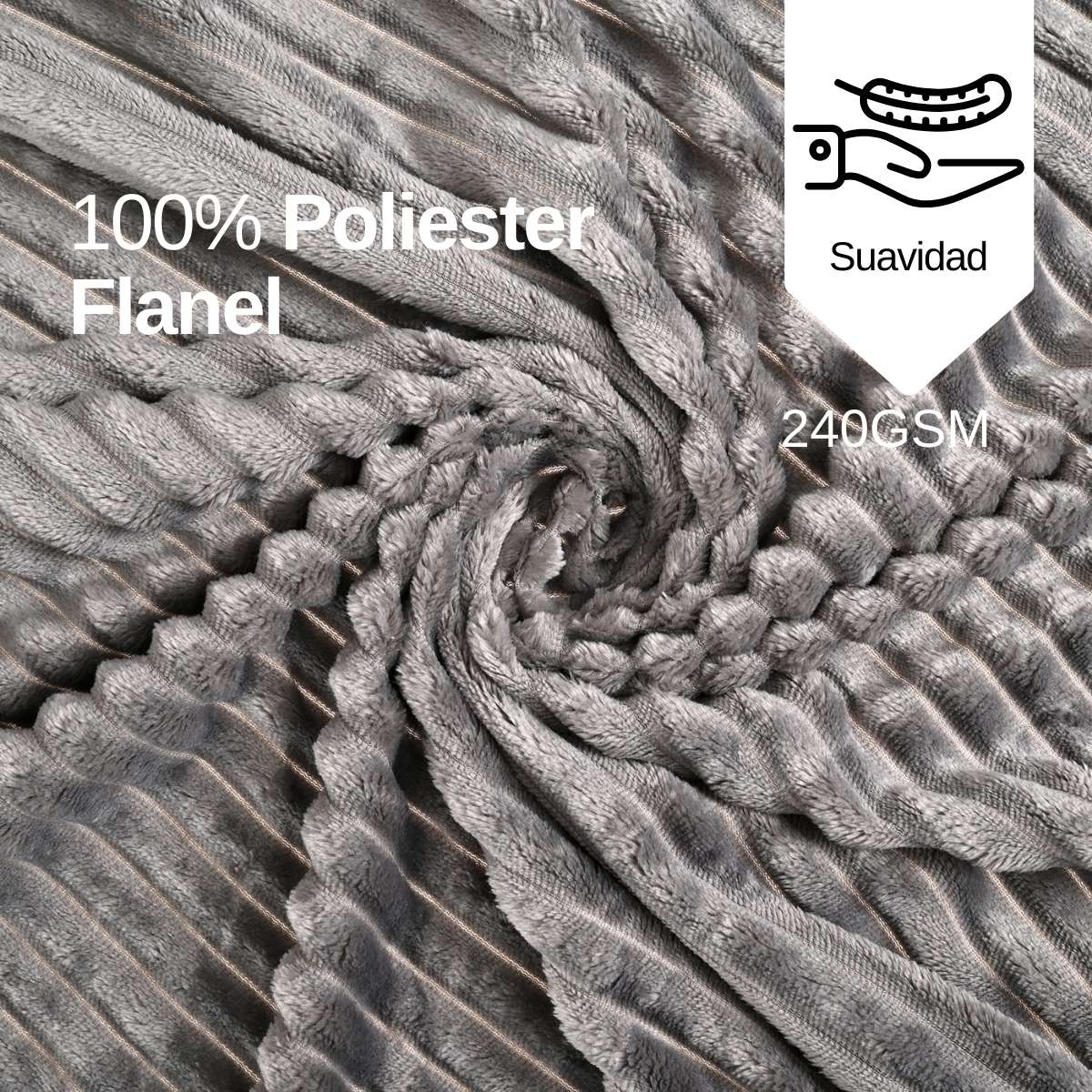 Material Suave de Cobija de Rayas Individual Gris claro