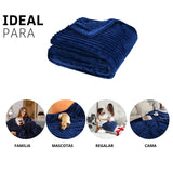 "Cobija de Rayas matrimonial azul marino para Múltiples Usos