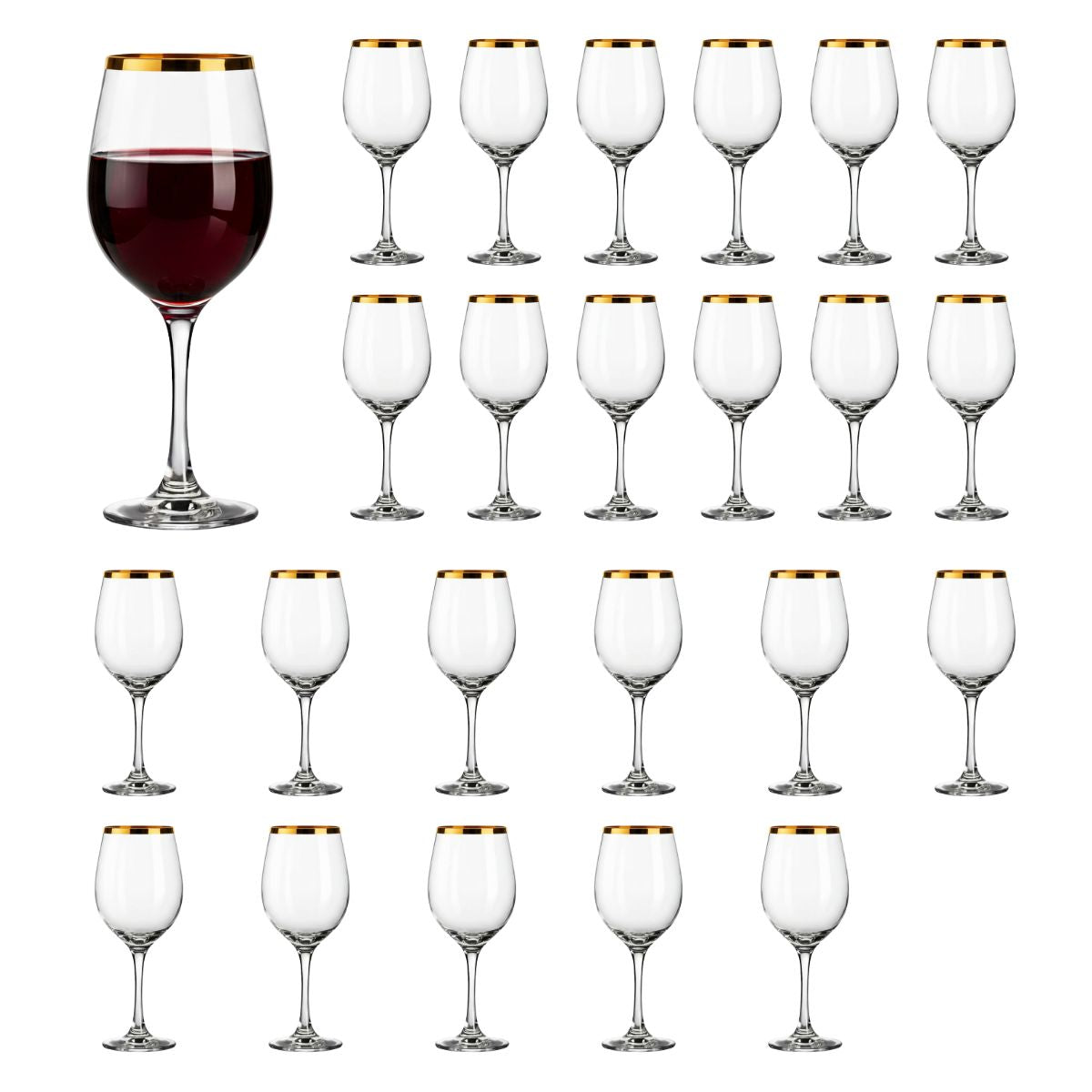 Set 48 Copas Vino Basica  Borde Dorado 385ml
