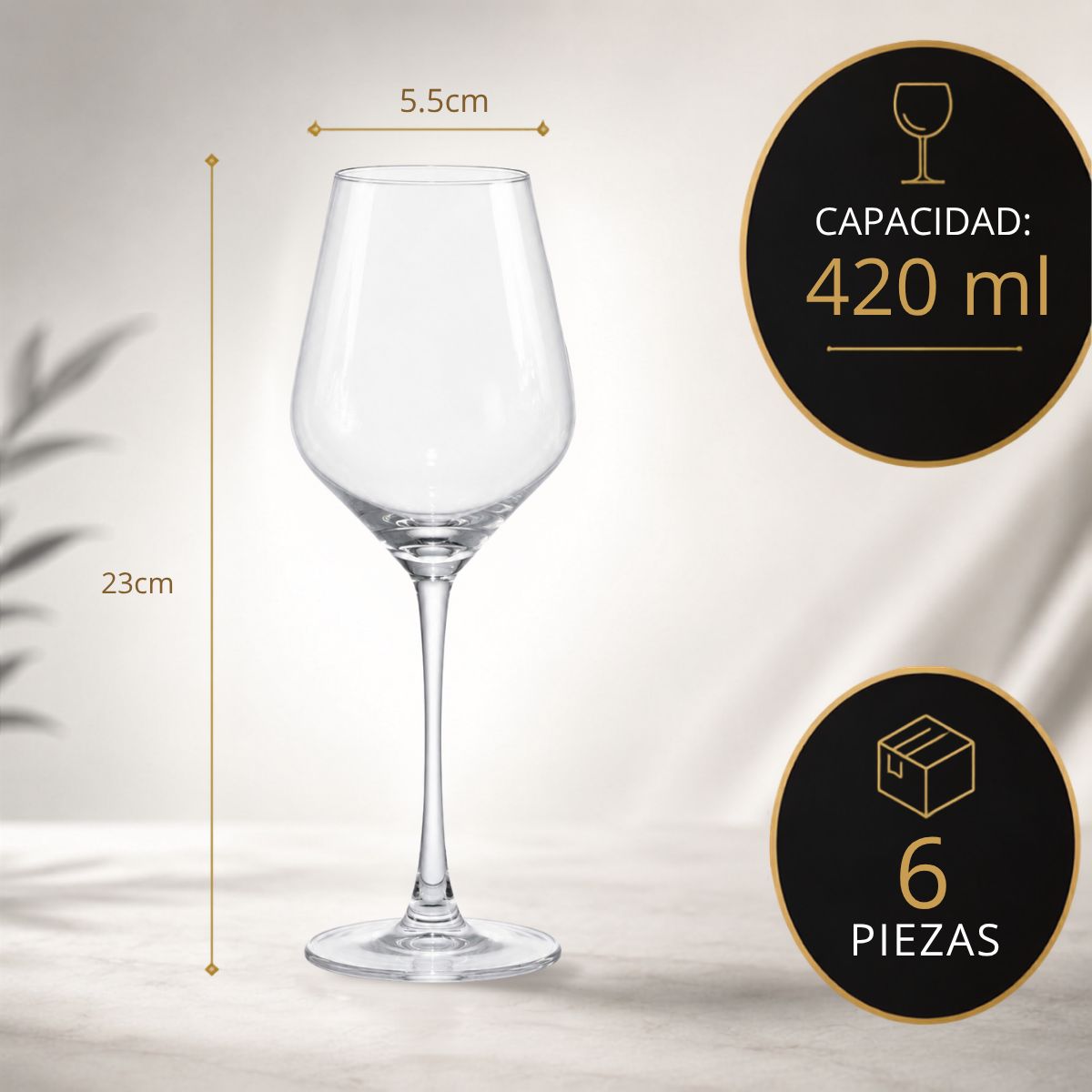 Set 6 Copas Alta Elegante  420ml
