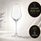 Set 6 Copas Alta Elegante  420ml