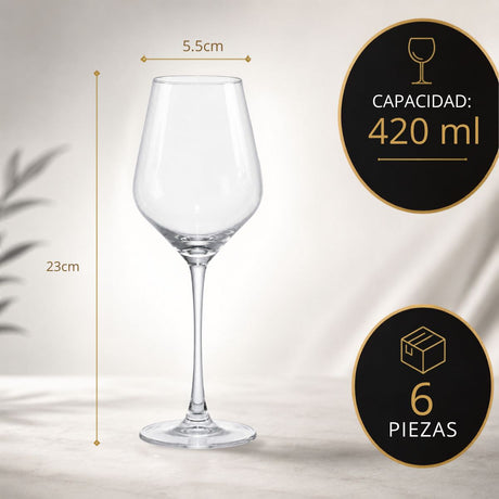 Set 6 Copas Alta Elegante  420ml