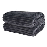 Cobija de Flanel de Rayas matrimonial Gris Oscuro Vista Principal