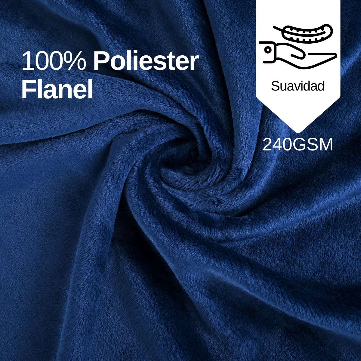 Cobija de flanel color marino tamaño matrimonial , 100% poliéster