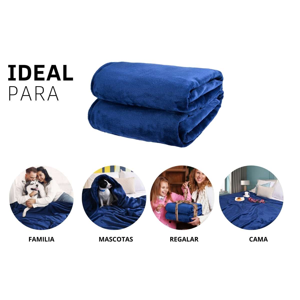 Cobija de flanel color marino tamaño matrimonial , ideal para acurrucarse, abrigarse o decorar