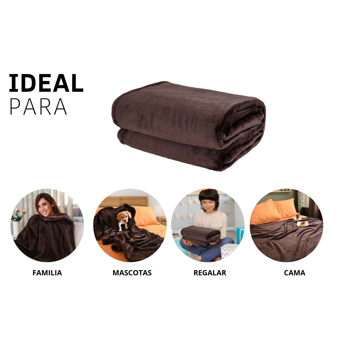 Cobija de flanel color café tamaño matrimonial , ideal para acurrucarse, abrigarse o decorar