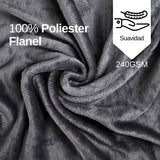 Cobija de flanel color gris oscuro tamaño matrimonial , 100% poliéster tacto suave