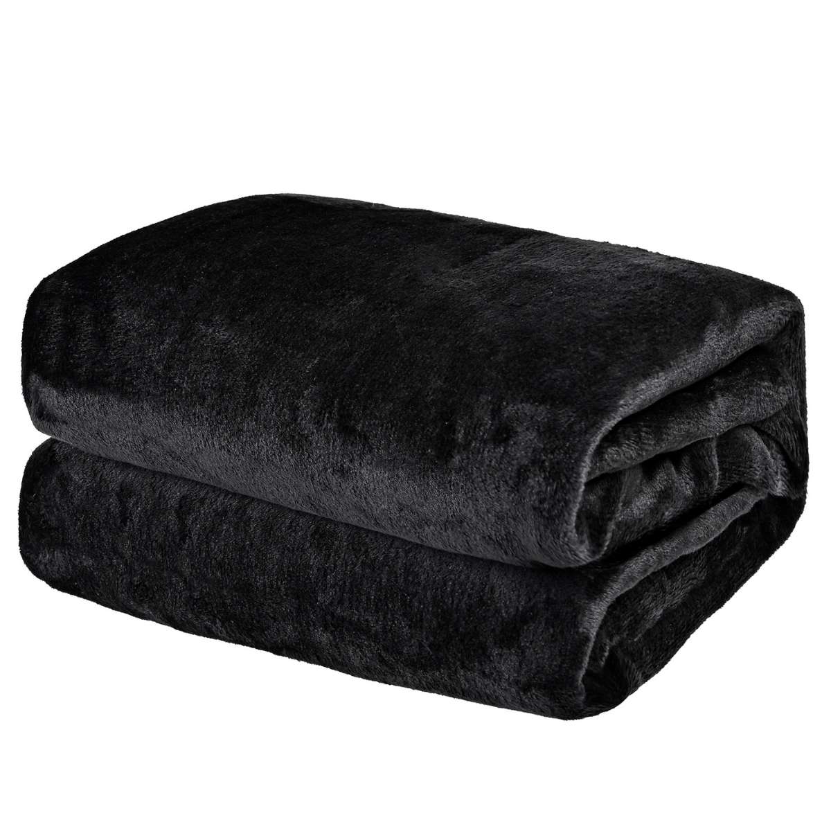 Cobija de flanel color negro tamaño matrimonial  doblada en forma rectangular