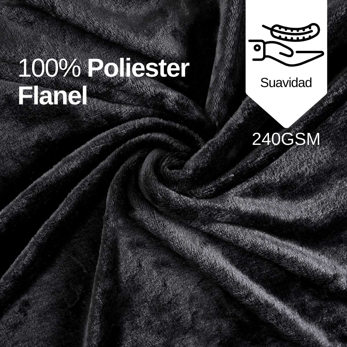 Cobija de flanel color negro tamaño matrimonial , 100% poliéster