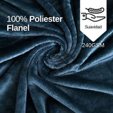 Cobija de flanel color petróleo tamaño matrimonial , 100% poliéster