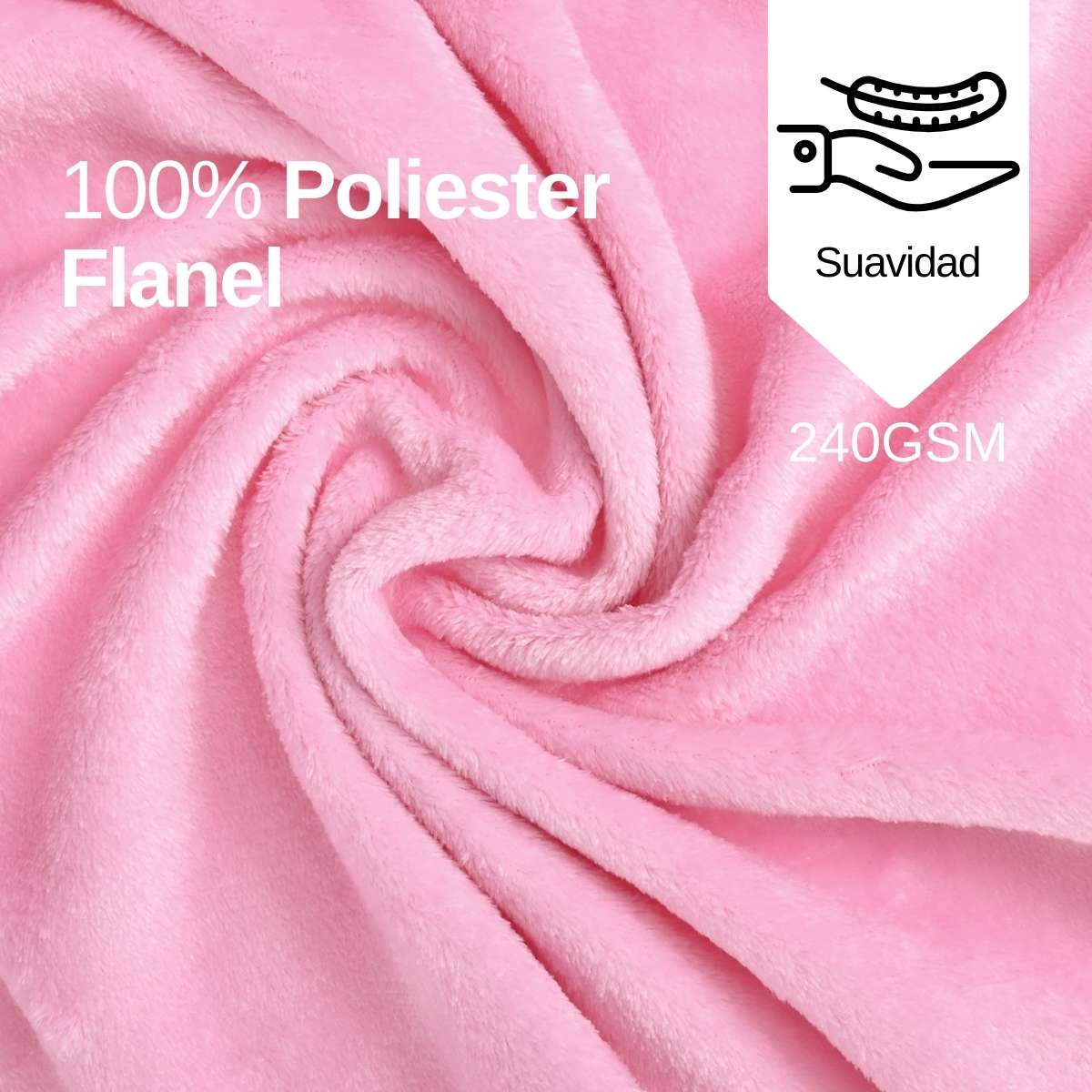 Cobija de flanel color rosa tamaño individual, 100% poliéster