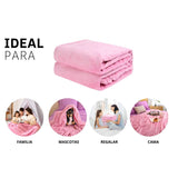 Cobija de flanel color rosa tamaño individual, ideal para acurrucarse, abrigarse o  regalar