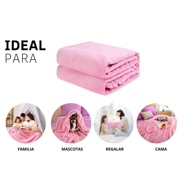 Cobija de flanel color rosa tamaño matrimonial , ideal para acurrucarse, abrigarse o  regalar