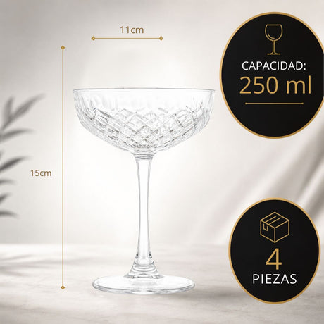 Set 4 Copas Martini Palassi Timeless 250 ml