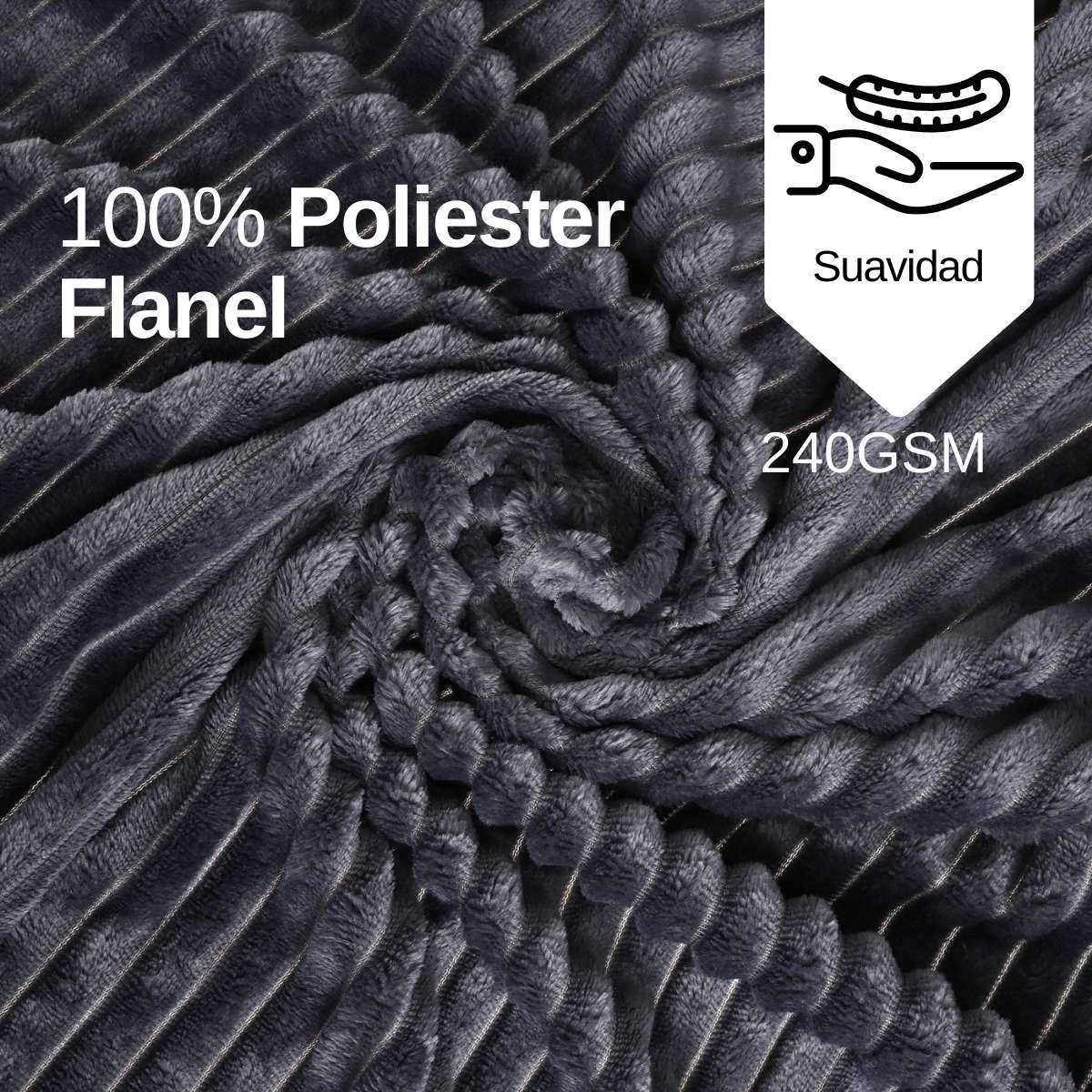 Material Suave de Cobija de Rayas matrimonial Gris Oscuro
