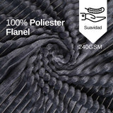 Material Suave de Cobija de Rayas matrimonial Gris Oscuro