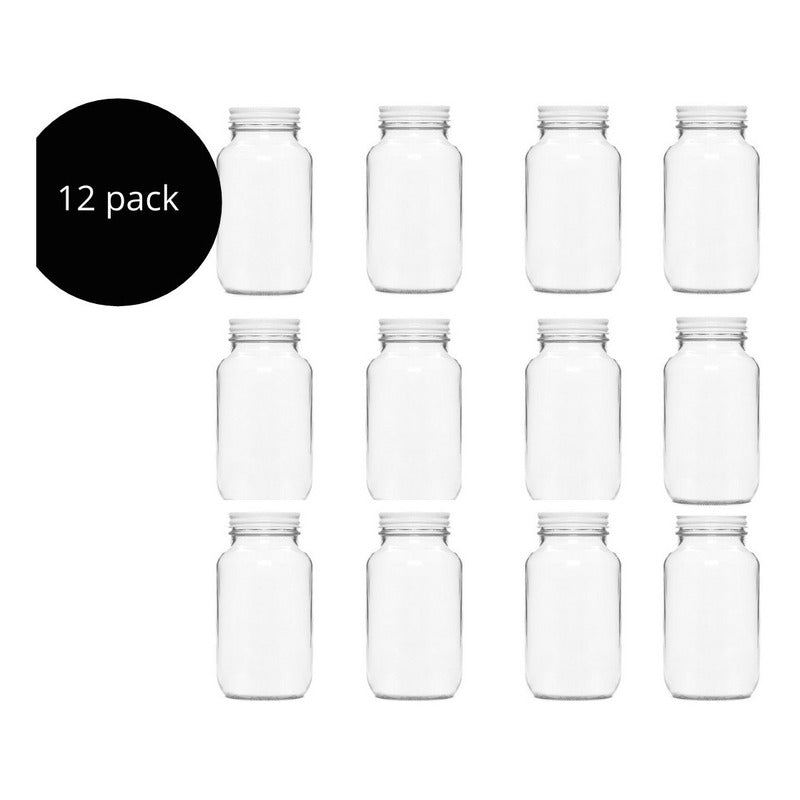 Frasco Vidrio Tarro Hermetico 12 Pack 460ml Palassi - PALASSI.OFICIAL.MX